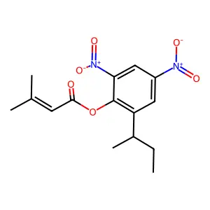 (2-butan-2-yl-4,6-dinitrophenyl) 3-methylbut-2-enoate structure