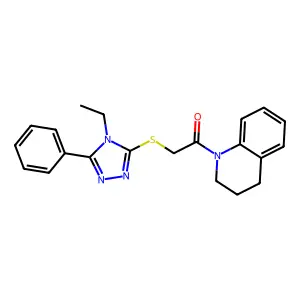 1-(3,4-dihydro-2H-quinolin-1-yl)-2-[(4-ethyl-5-phenyl-1,2,4-triazol-3-yl)sulfanyl]ethanone structure