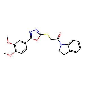 1-(2,3-dihydroindol-1-yl)-2-[[5-(3,4-dimethoxyphenyl)-1,3,4-oxadiazol-2-yl]sulfanyl]ethanone structure