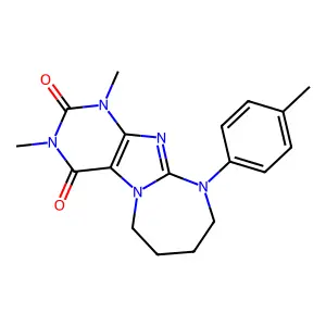 1,3-dimethyl-10-(4-methylphenyl)-6,7,8,9-tetrahydropurino[7,8-a][1,3]diazepine-2,4-dione structure