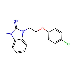 1-[2-(4-chlorophenoxy)ethyl]-3-methylbenzimidazol-2-imine structure