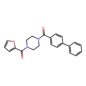 1-([1,1'-biphenyl]-4-ylcarbonyl)-4-(2-furoyl)piperazine structure