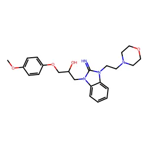 1-{2-imino-3-[2-(morpholin-4-yl)ethyl]-2,3-dihydro-1H-benzimidazol-1-yl}-3-(4-methoxyphenoxy)propan-2-ol structure