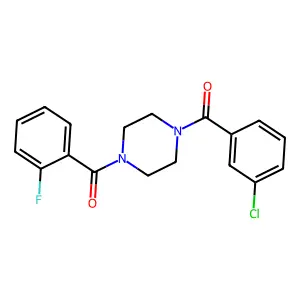 1-(3-chlorobenzoyl)-4-(2-fluorobenzoyl)piperazine structure