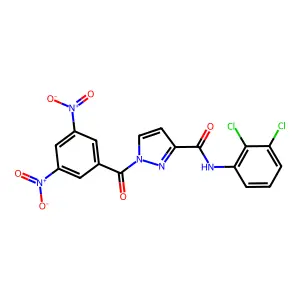 1-{3,5-bisnitrobenzoyl}-N-(2,3-dichlorophenyl)-1H-pyrazole-3-carboxamide structure