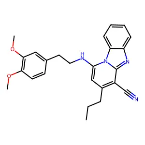 1-[2-(3,4-dimethoxyphenyl)ethylamino]-3-propylpyrido[1,2-a]benzimidazole-4-carbonitrile structure