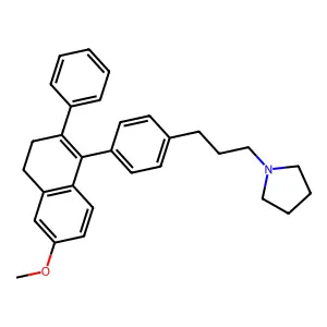 1-[3-[4-(6-methoxy-2-phenyl-3,4-dihydronaphthalen-1-yl)phenyl]propyl]pyrrolidine structure