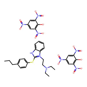 1-(2-(Diethylamino)ethyl)-2-((p-propylphenyl)thio)benzimidazole dipicrate structure