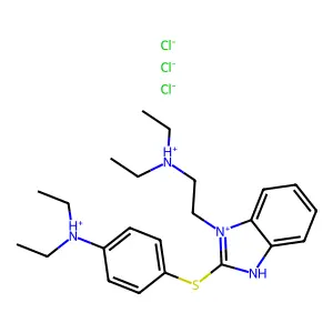 [4-[[3-[2-(diethylazaniumyl)ethyl]-1H-benzimidazol-3-ium-2-yl]sulfanyl]phenyl]-diethylazanium trichloride structure