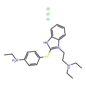 Benzimidazole, 1-(2-(diethylamino)ethyl)-2-((p-(ethylamino)phenyl)thio)-, trihydrochloride structure