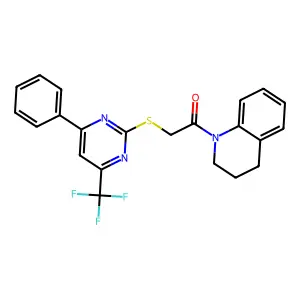 1-(3,4-dihydro-2H-quinolin-1-yl)-2-[4-phenyl-6-(trifluoromethyl)pyrimidin-2-yl]sulfanylethanone structure