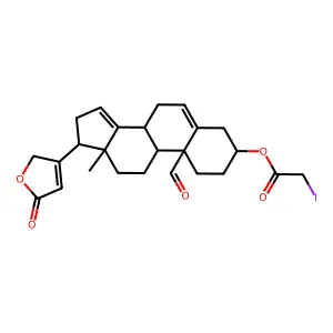 [10-formyl-13-methyl-17-(5-oxo-2H-furan-3-yl)-2,3,4,7,8,9,11,12,16,17-decahydro-1H-cyclopenta[a]phenanthren-3-yl] 2-iodoacetate structure