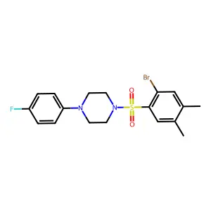 1-(2-bromo-4,5-dimethylbenzenesulfonyl)-4-(4-fluorophenyl)piperazine structure