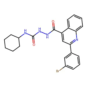1-[[2-(3-bromophenyl)quinoline-4-carbonyl]amino]-3-cyclohexylurea structure