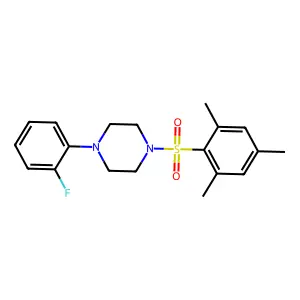 1-(2-fluorophenyl)-4-(2,4,6-trimethylphenyl)sulfonylpiperazine structure