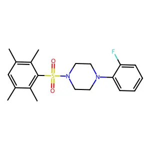 1-(2-fluorophenyl)-4-(2,3,5,6-tetramethylphenyl)sulfonylpiperazine structure