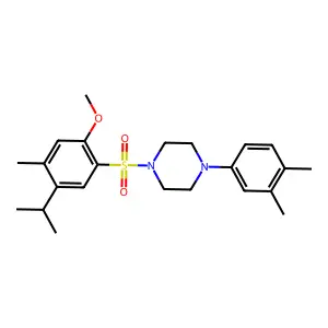 1-(3,4-dimethylphenyl)-4-(2-methoxy-4-methyl-5-propan-2-ylphenyl)sulfonylpiperazine structure