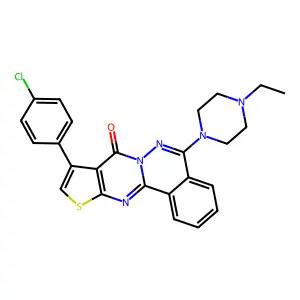 13-(4-chlorophenyl)-8-(4-ethylpiperazin-1-yl)-15-thia-9,10,17-triazatetracyclo[8.7.0.0^{2,7}.0^{12,16}]heptadeca-1(17),2(7),3,5,8,12(16),13-heptaen-11-one structure