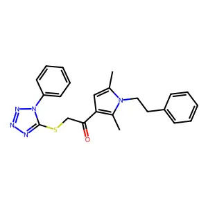 1-[2,5-dimethyl-1-(2-phenylethyl)pyrrol-3-yl]-2-(1-phenyltetrazol-5-yl)sulfanylethanone structure