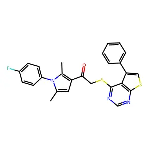1-[1-(4-fluorophenyl)-2,5-dimethyl-1H-pyrrol-3-yl]-2-[(5-phenylthieno[2,3-d]pyrimidin-4-yl)sulfanyl]ethanone structure