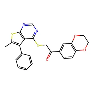 1-(2,3-dihydro-1,4-benzodioxin-6-yl)-2-[(6-methyl-5-phenylthieno[2,3-d]pyrimidin-4-yl)thio]ethanone structure