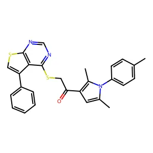 1-[2,5-dimethyl-1-(4-methylphenyl)-1H-pyrrol-3-yl]-2-[(5-phenylthieno[2,3-d]pyrimidin-4-yl)sulfanyl]ethanone structure