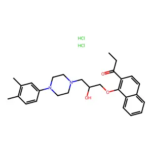 1-[1-[3-[4-(3,4-dimethylphenyl)piperazin-1-yl]-2-hydroxypropoxy]naphthalen-2-yl]propan-1-one;dihydrochloride structure