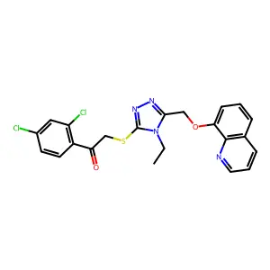 1-(2,4-dichlorophenyl)-2-({4-ethyl-5-[(8-quinolinyloxy)methyl]-4H-1,2,4-triazol-3-yl}sulfanyl)ethanone structure