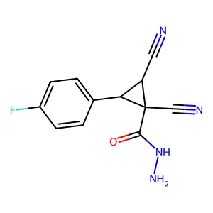 1,2-Dicyano-3-(4-fluorophenyl)cyclopropanecarbohydrazide structure