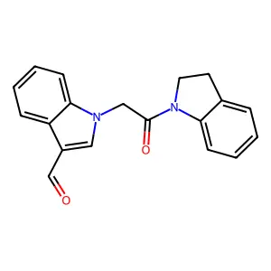 1-[2-(2,3-dihydro-1H-indol-1-yl)-2-oxoethyl]-1H-indole-3-carbaldehyde structure