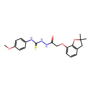 1-[[2-[(2,2-dimethyl-3H-1-benzofuran-7-yl)oxy]acetyl]amino]-3-(4-methoxyphenyl)thiourea structure