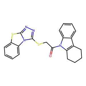 1-(1,2,3,4-tetrahydro-9H-carbazol-9-yl)-2-([1,2,4]triazolo[3,4-b][1,3]benzothiazol-3-ylsulfanyl)ethanone structure