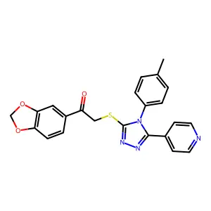 1-(1,3-benzodioxol-5-yl)-2-{[4-(4-methylphenyl)-5-(4-pyridinyl)-4H-1,2,4-triazol-3-yl]sulfanyl}ethanone structure