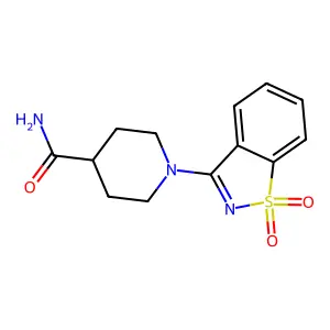 1-(1,1-dioxido-1,2-benzothiazol-3-yl)piperidine-4-carboxamide structure