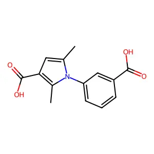 1-(3-carboxyphenyl)-2,5-dimethylpyrrole-3-carboxylic acid structure