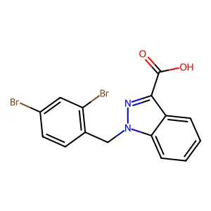 1-[(2,4-dibromophenyl)methyl]indazole-3-carboxylic acid structure