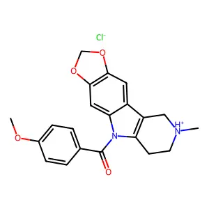 (4-methoxyphenyl)-(4-methyl-12,14-dioxa-8-aza-4-azoniatetracyclo[7.7.0.02,7.011,15]hexadeca-1(16),2(7),9,11(15)-tetraen-8-yl)methanone chloride structure
