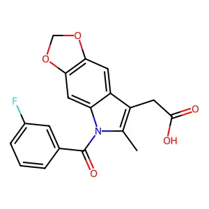 2-[5-(3-fluorobenzoyl)-6-methyl-[1,3]dioxolo[4,5-f]indol-7-yl]acetic acid structure