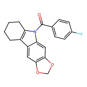 (4-fluorophenyl)-(5,6,7,8-tetrahydro-[1,3]dioxolo[4,5-b]carbazol-9-yl)methanone structure
