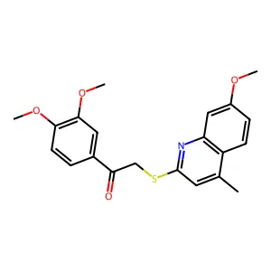 1-(3,4-dimethoxyphenyl)-2-(7-methoxy-4-methylquinolin-2-yl)sulfanylethanone structure