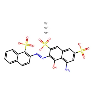 trisodium5-amino-4-hydroxy-3-[(1-sulfonatonaphthalen-2-yl)diazenyl]naphthalene-2,7-disulfonate structure