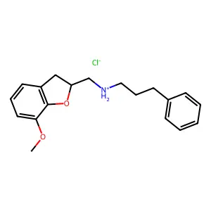 (7-methoxy-2,3-dihydro-1-benzofuran-2-yl)methyl-(3-phenylpropyl)azanium chloride structure
