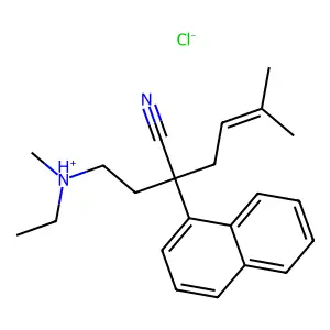 alpha-(2-Ethylmethylaminoethyl)-alpha-prenyl-1-naphthylacetonitrile hydrochloride structure