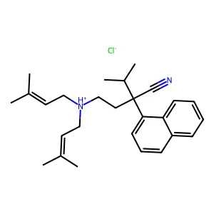 (3-cyano-4-methyl-3-naphthalen-1-ylpentyl)-bis(3-methylbut-2-enyl)azanium chloride structure