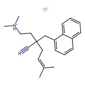 alpha-(2-Dimethylaminoethyl)-alpha-prenyl-1-naphthylpropionitrile hydrochloride structure