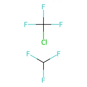 Chlorotrifluoromethane mixt. with trifluoromethane structure