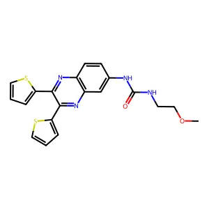 1-(2,3-dithiophen-2-ylquinoxalin-6-yl)-3-(2-methoxyethyl)urea structure