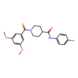 1-(3,5-dimethoxybenzoyl)-N-(4-iodophenyl)piperidine-4-carboxamide structure