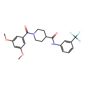 1-(3,5-dimethoxybenzoyl)-N-[3-(trifluoromethyl)phenyl]piperidine-4-carboxamide structure