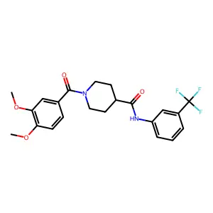 1-(3,4-dimethoxybenzoyl)-N-[3-(trifluoromethyl)phenyl]piperidine-4-carboxamide structure